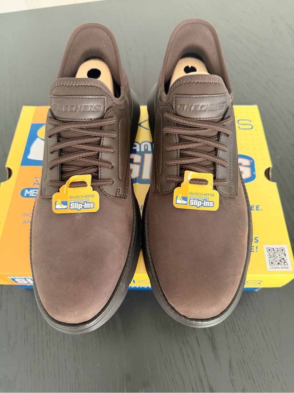 Skechers Slip-ins Garza Gervin Mens 12 Brown Leather Sneakers